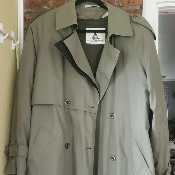 Men's Olive Green Trench Coat With Zippered